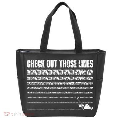 Check Out Those Lines Lawn Mower Lawnmower Funny Tote Bag