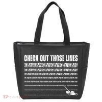 Check Out Those Lines Lawn Mower Lawnmower Funny Tote Bag thumb 0