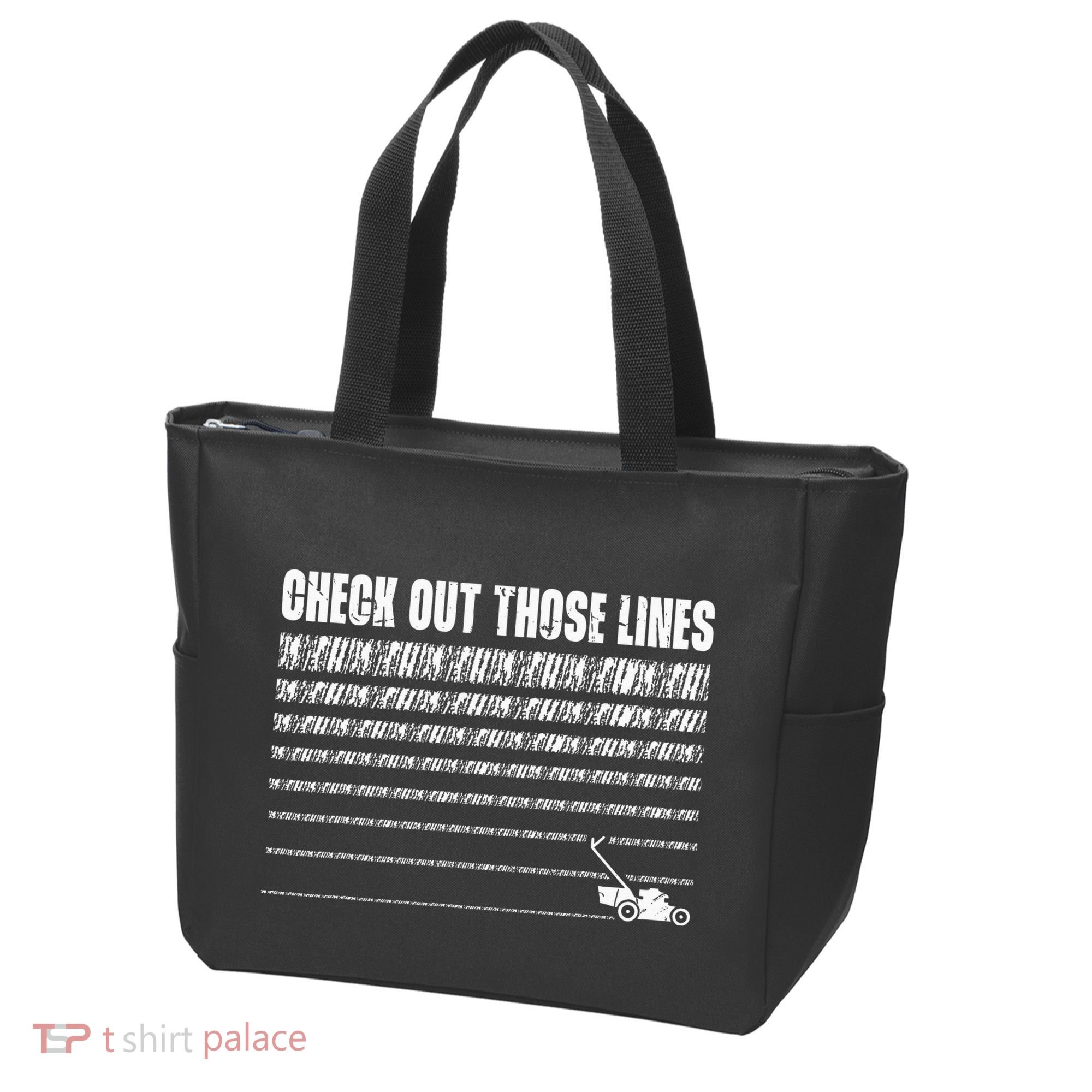 Check Out Those Lines Lawn Mower Lawnmower Funny Tote Bag