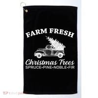 Country Farm Fresh Christmas Trees Golf Towel thumb 0