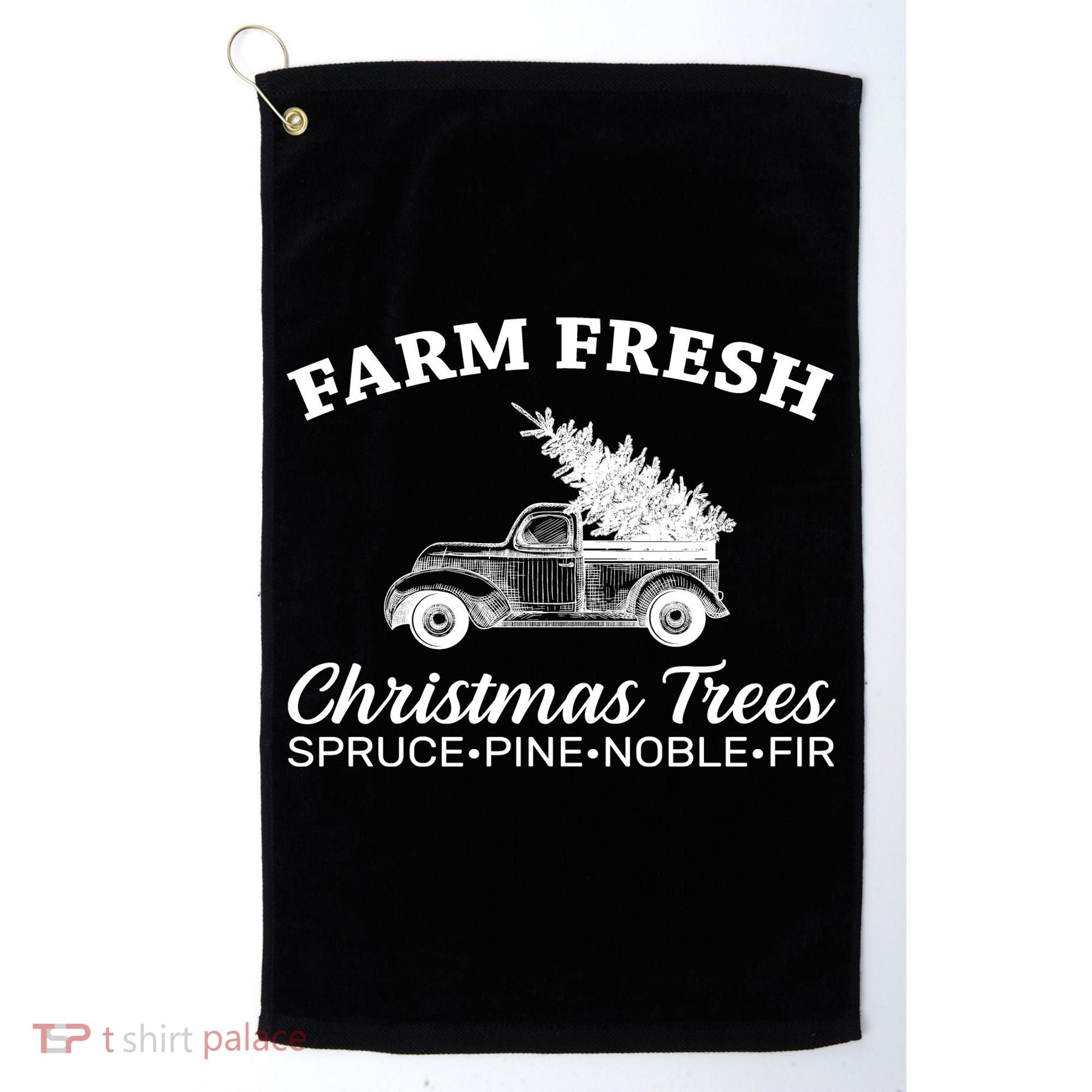 Country Farm Fresh Christmas Trees Golf Towel