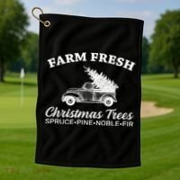 Country Farm Fresh Christmas Trees Golf Towel thumb 1