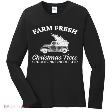 Country Farm Fresh Christmas Trees Women's Long Sleeve Shirt