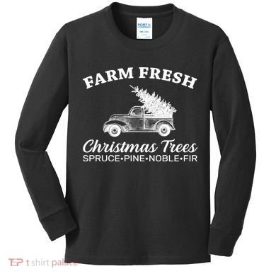 Country Farm Fresh Christmas Trees Kids Long Sleeve Shirt