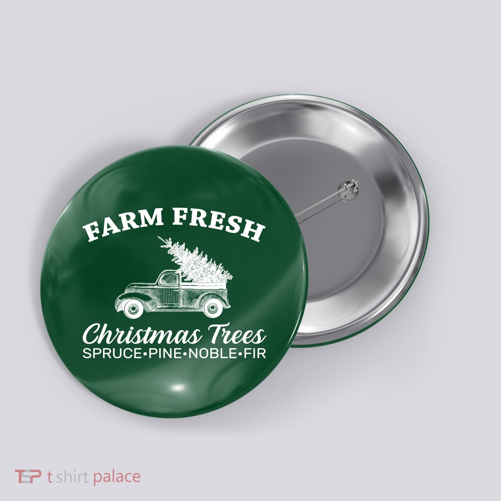 Country Farm Fresh Christmas Trees Button