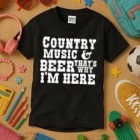 Country Music And Beer That's Why Im Here Kids T-Shirt thumb 3