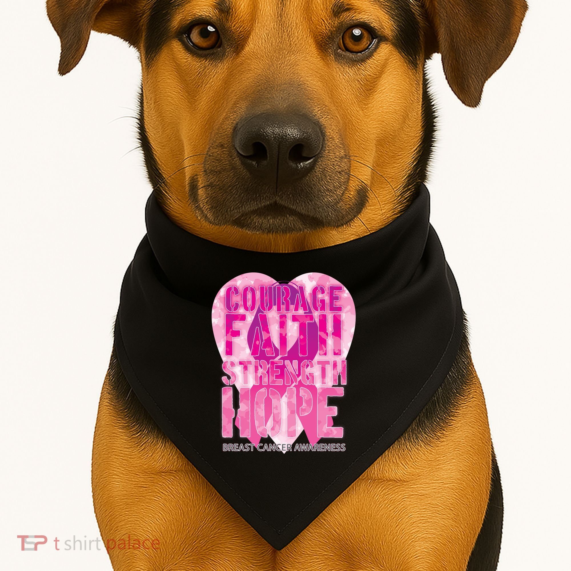 Courage Faith Strength Hope Breast Cancer Awareness USA-Made Doggie Bandana