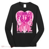 Courage Faith Strength Hope Breast Cancer Awareness Long Sleeve Shirt thumb 0