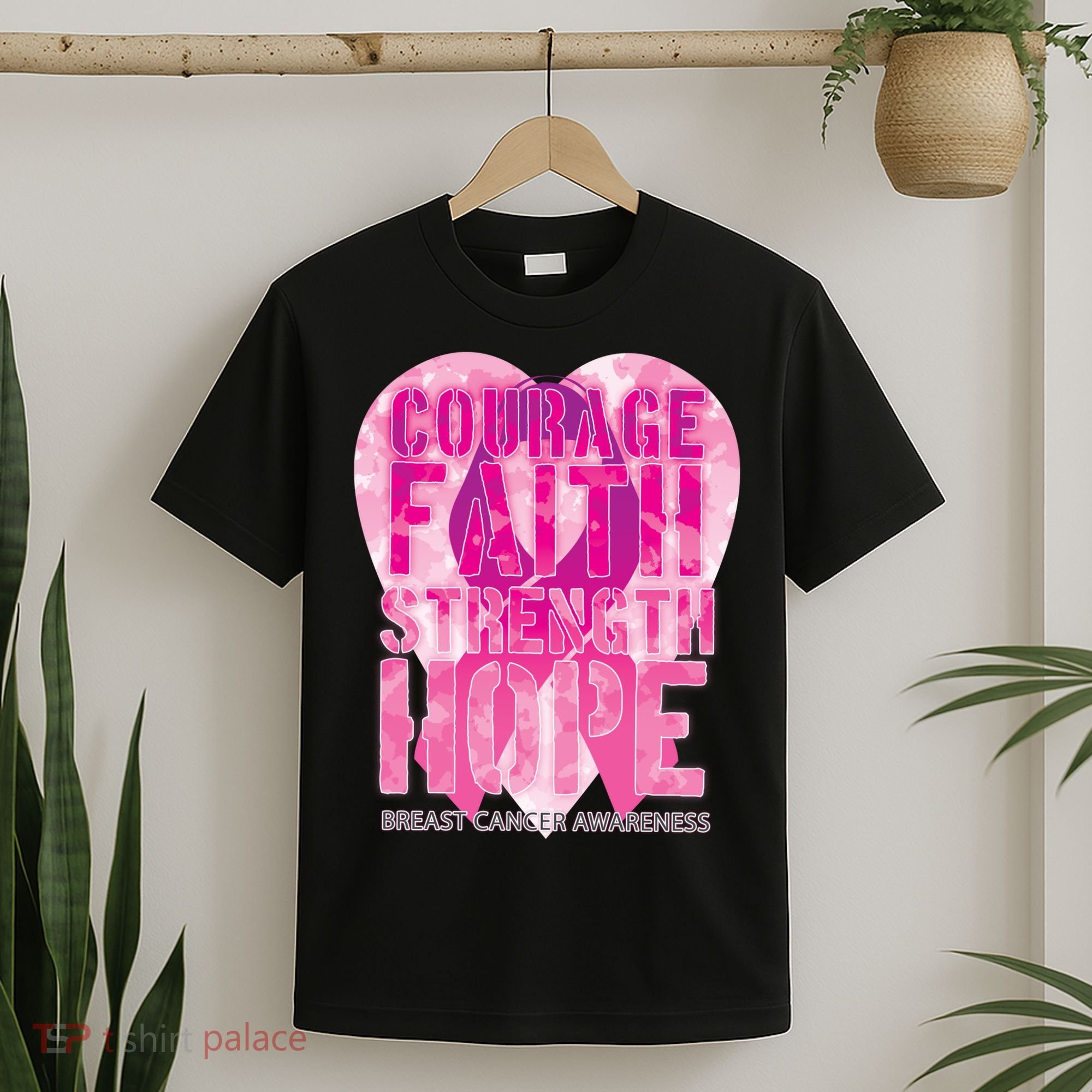Courage Faith Strength Hope Breast Cancer Awareness T-Shirt