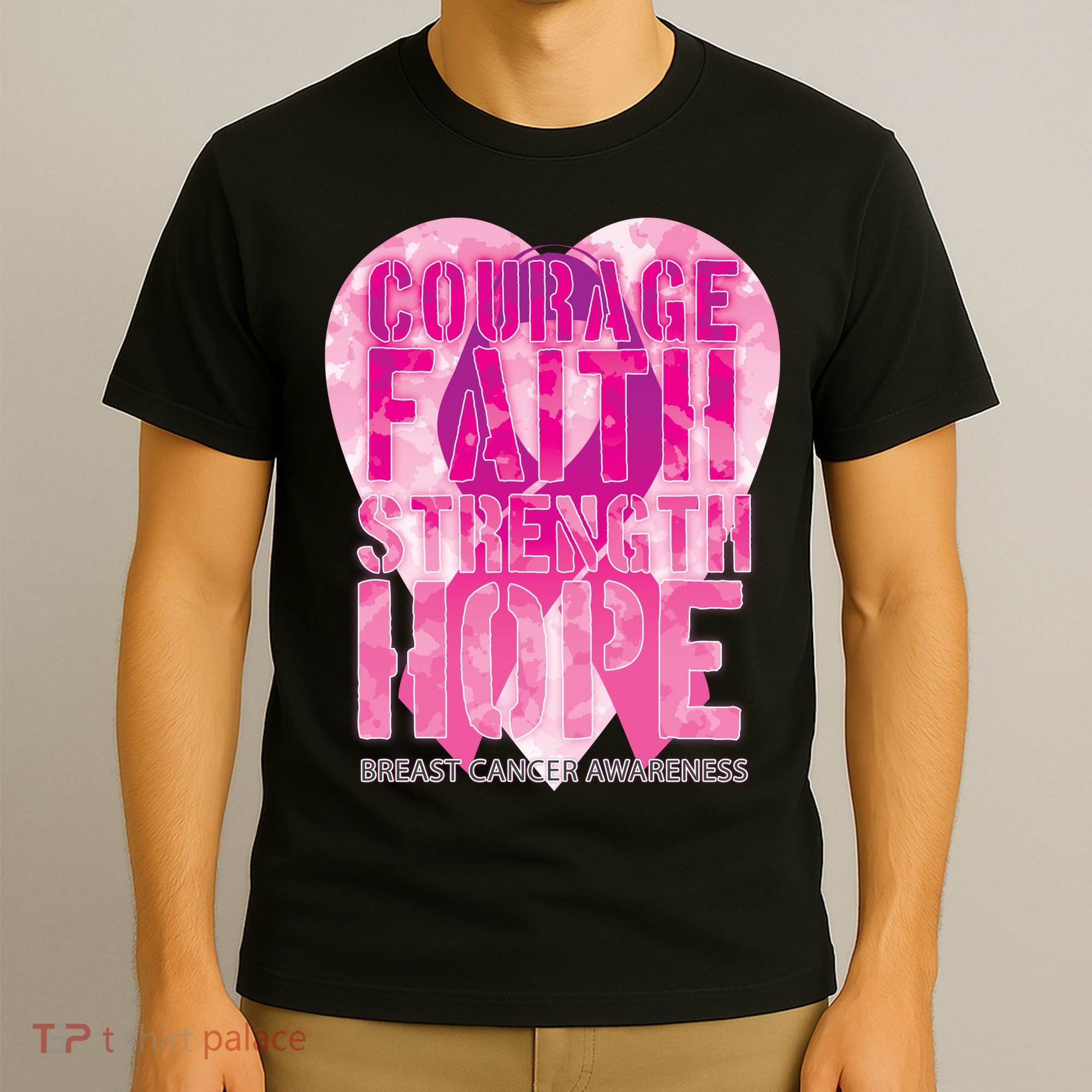 Courage Faith Strength Hope Breast Cancer Awareness T-Shirt