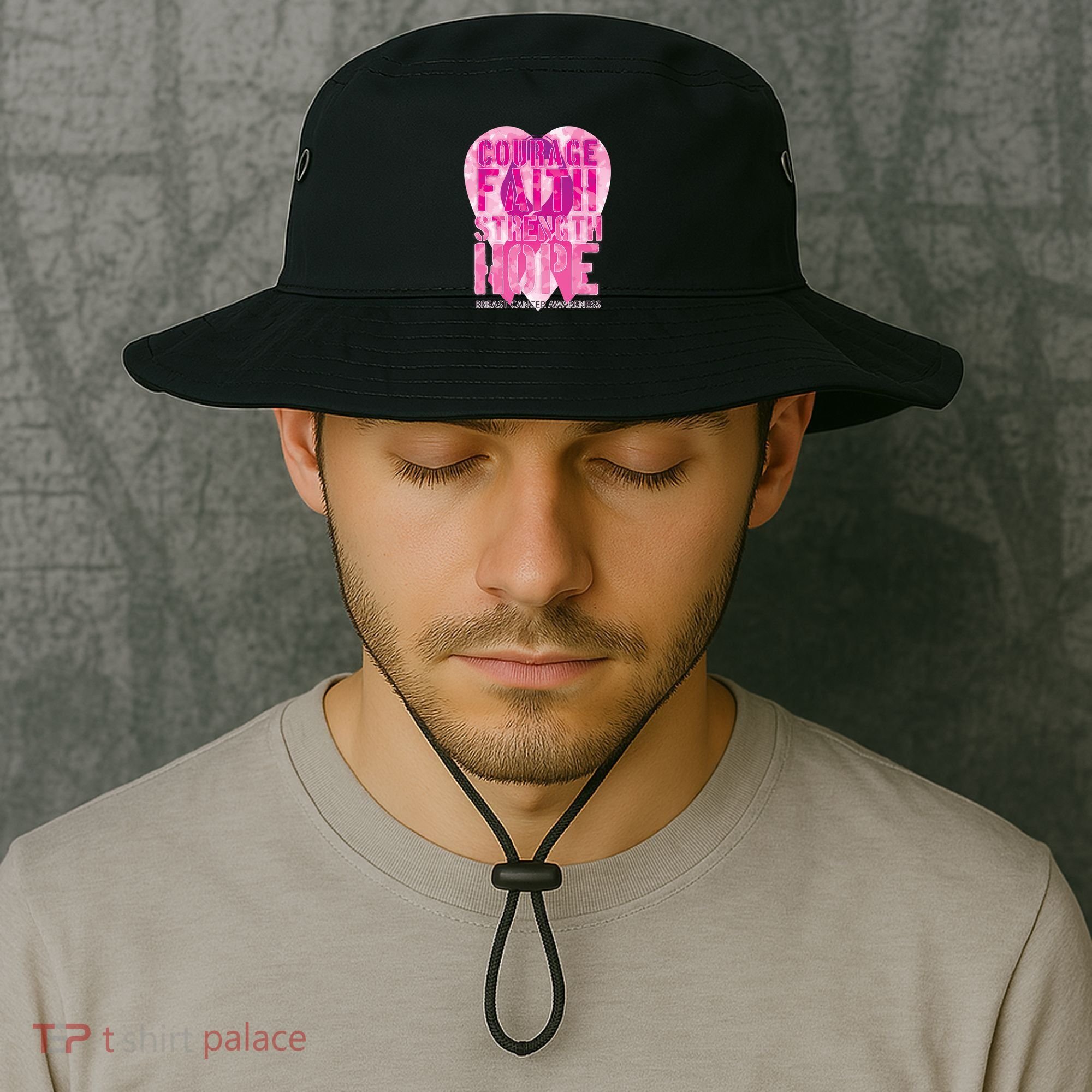 Courage Faith Strength Hope Breast Cancer Awareness Bucket Hat