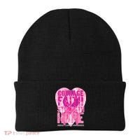 Courage Faith Strength Hope Breast Cancer Awareness Beanie thumb 0