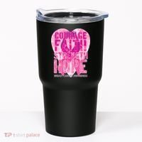 Courage Faith Strength Hope Breast Cancer Awareness Tumbler thumb 0