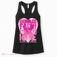 Courage Faith Strength Hope Breast Cancer Awareness Women's Tank Top thumb 0