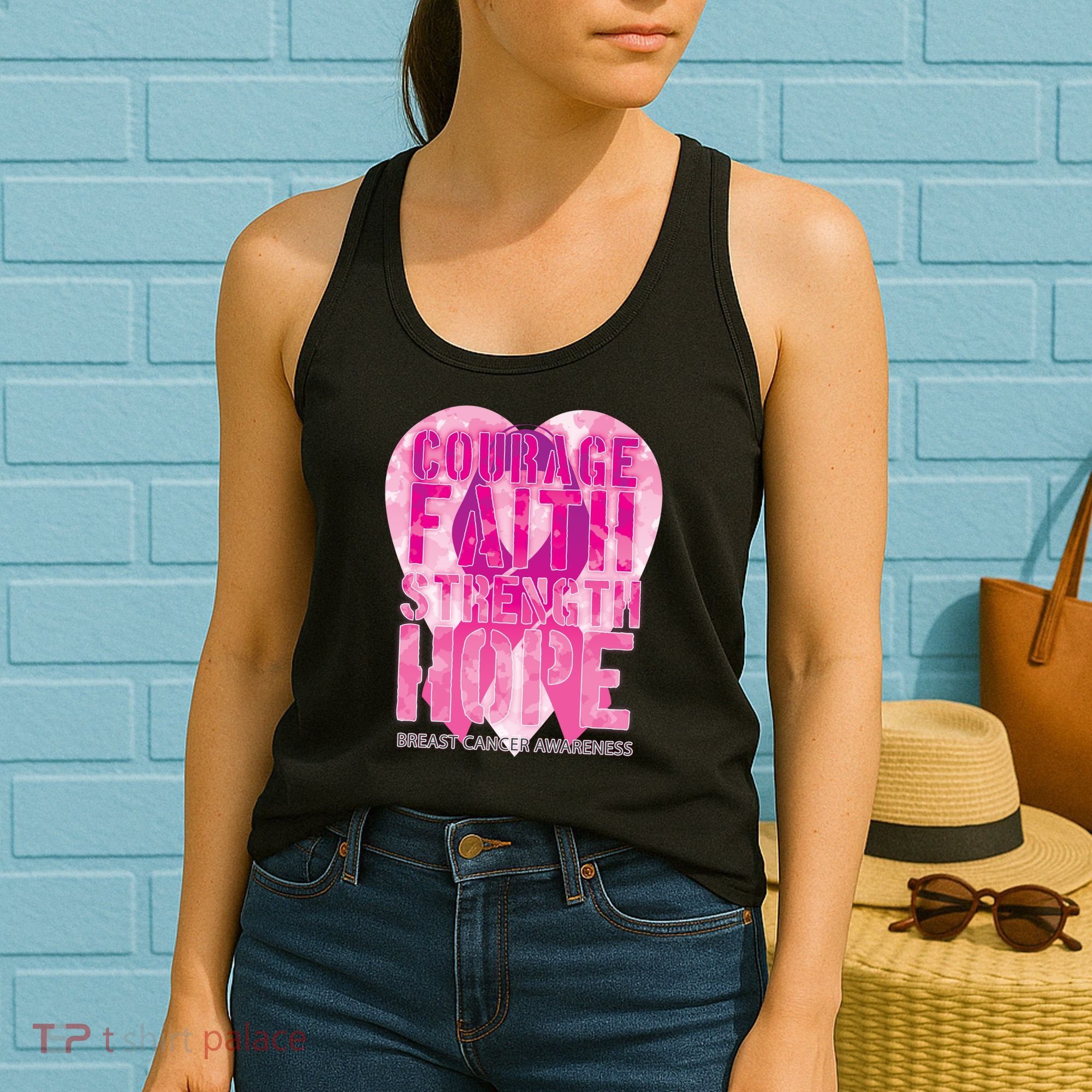 Courage Faith Strength Hope Breast Cancer Awareness Women's Tank Top