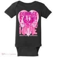 Courage Faith Strength Hope Breast Cancer Awareness Baby Bodysuit thumb 0