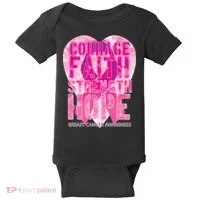 Courage Faith Strength Hope Breast Cancer Awareness Baby Bodysuit thumb 0