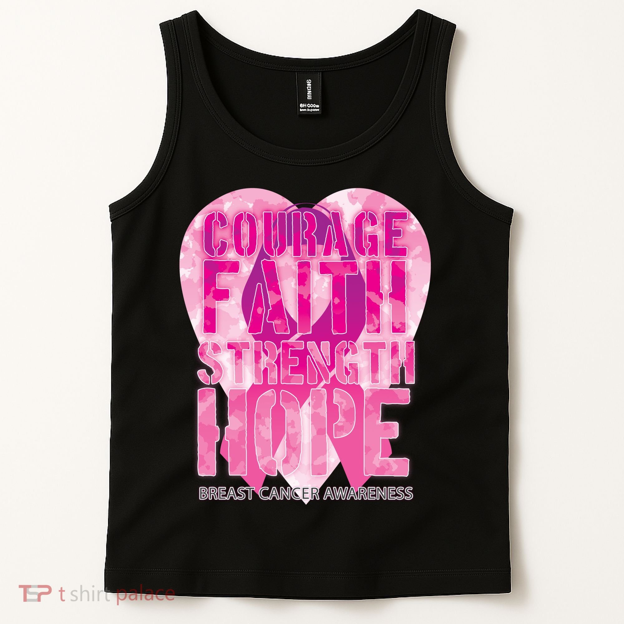 Courage Faith Strength Hope Breast Cancer Awareness Tank Top
