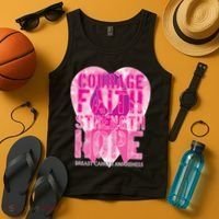 Courage Faith Strength Hope Breast Cancer Awareness Tank Top thumb 4