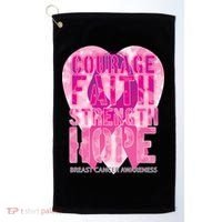 Courage Faith Strength Hope Breast Cancer Awareness Golf Towel thumb 0