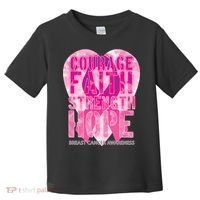 Courage Faith Strength Hope Breast Cancer Awareness Toddler T-Shirt thumb 0