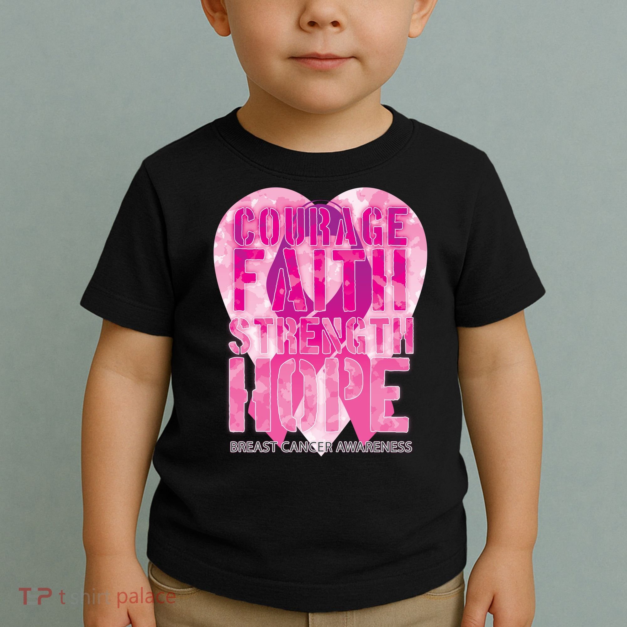 Courage Faith Strength Hope Breast Cancer Awareness Toddler T-Shirt