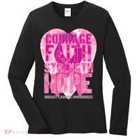 Courage Faith Strength Hope Breast Cancer Awareness Women's Long Sleeve Shirt thumb 0