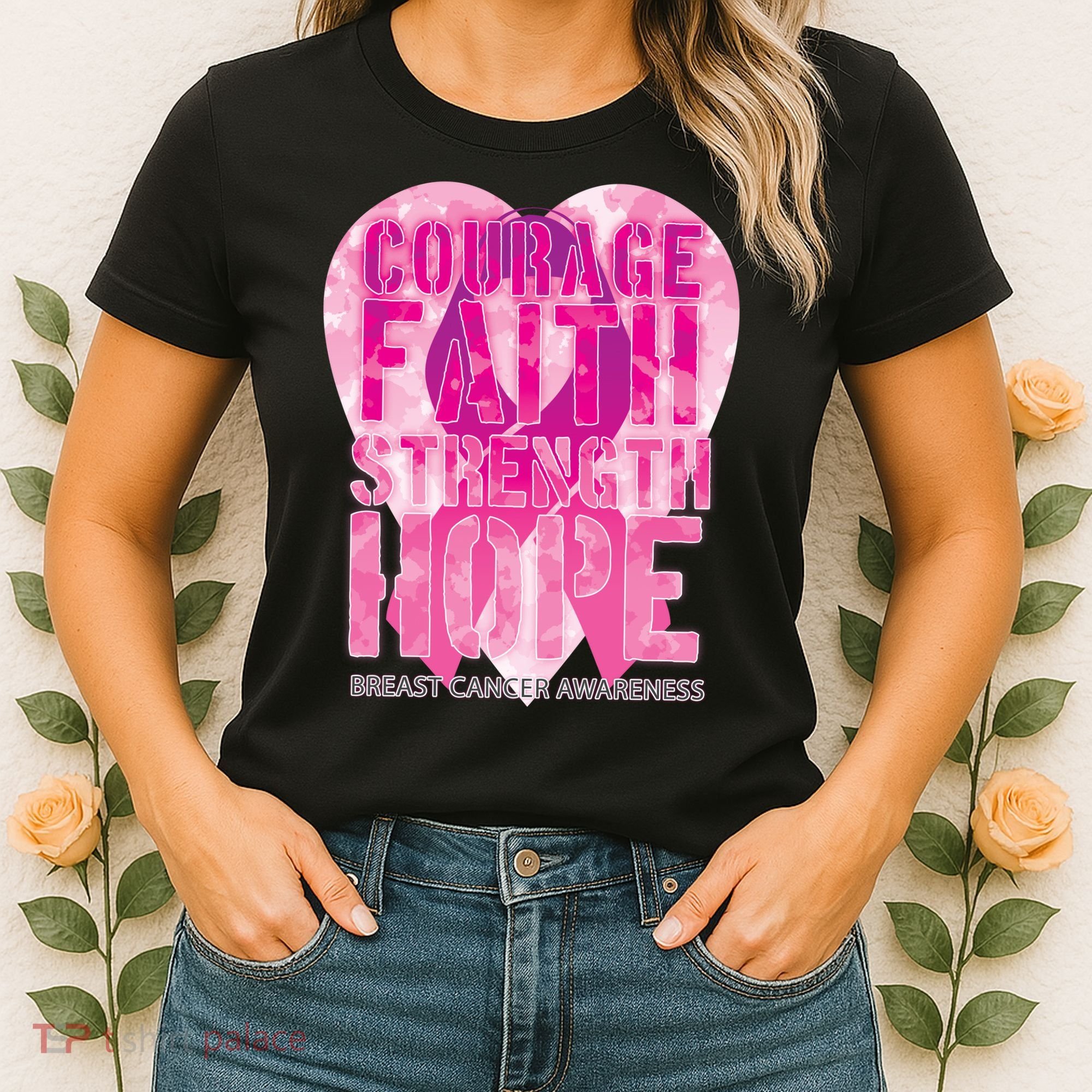 Courage Faith Strength Hope Breast Cancer Awareness Women's T-Shirt