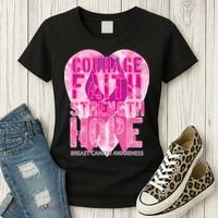Courage Faith Strength Hope Breast Cancer Awareness Women's T-Shirt thumb 3