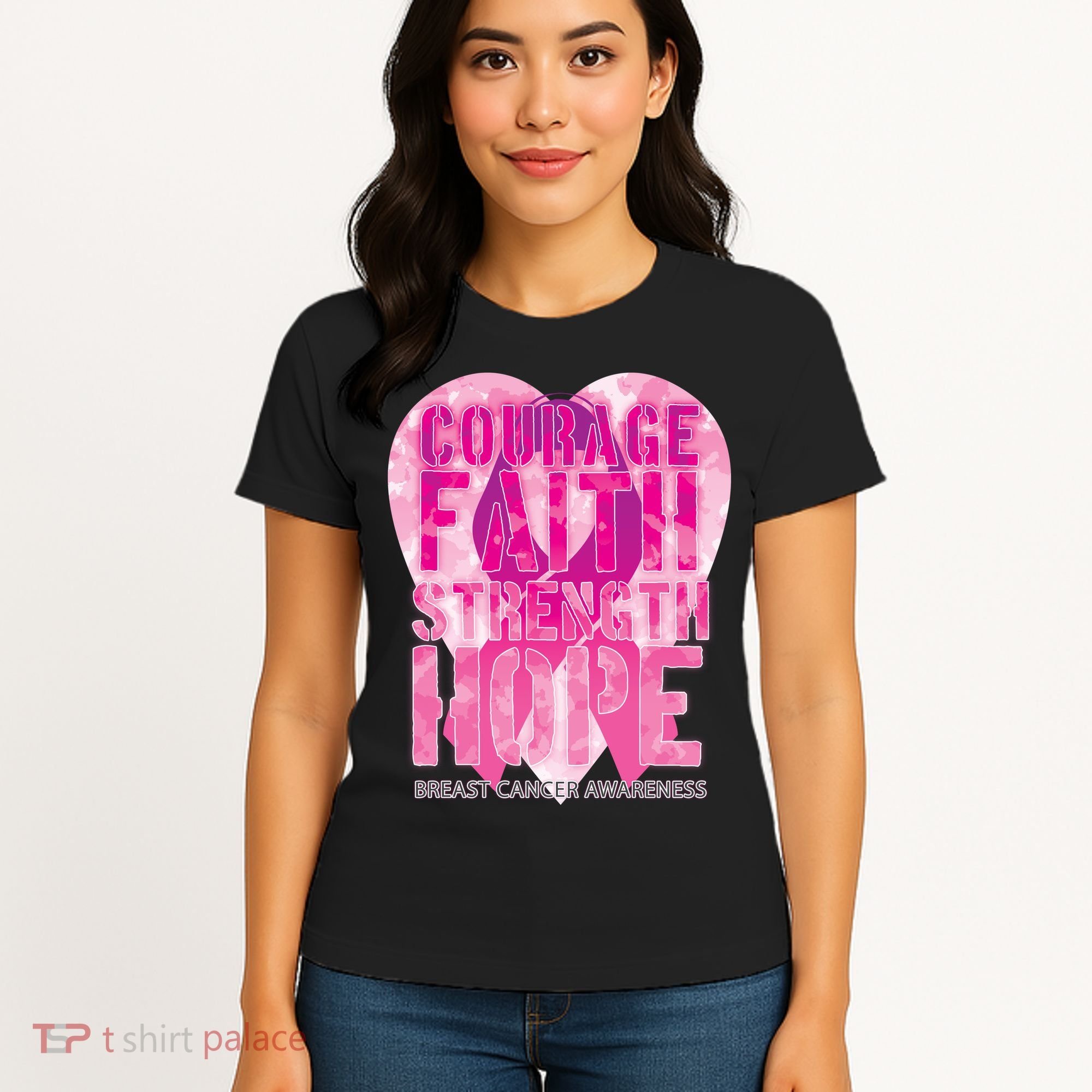 Courage Faith Strength Hope Breast Cancer Awareness Women's T-Shirt