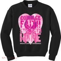 Courage Faith Strength Hope Breast Cancer Awareness Kids Sweatshirt thumb 0