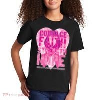 Courage Faith Strength Hope Breast Cancer Awareness Kids T-Shirt thumb 2
