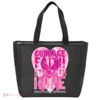 Courage Faith Strength Hope Breast Cancer Awareness Tote Bag thumb 0