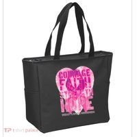 Courage Faith Strength Hope Breast Cancer Awareness Tote Bag thumb 2