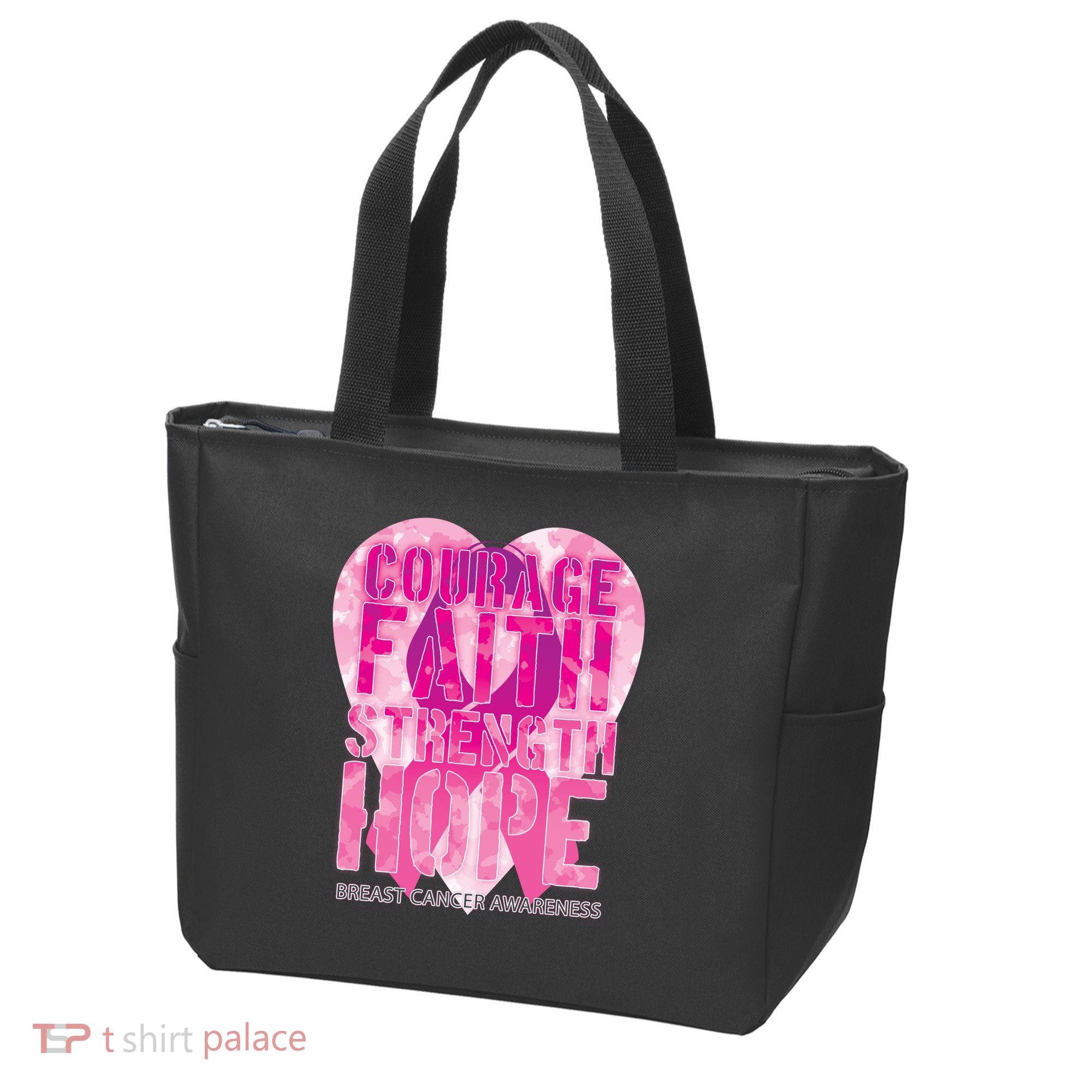 Courage Faith Strength Hope Breast Cancer Awareness Tote Bag