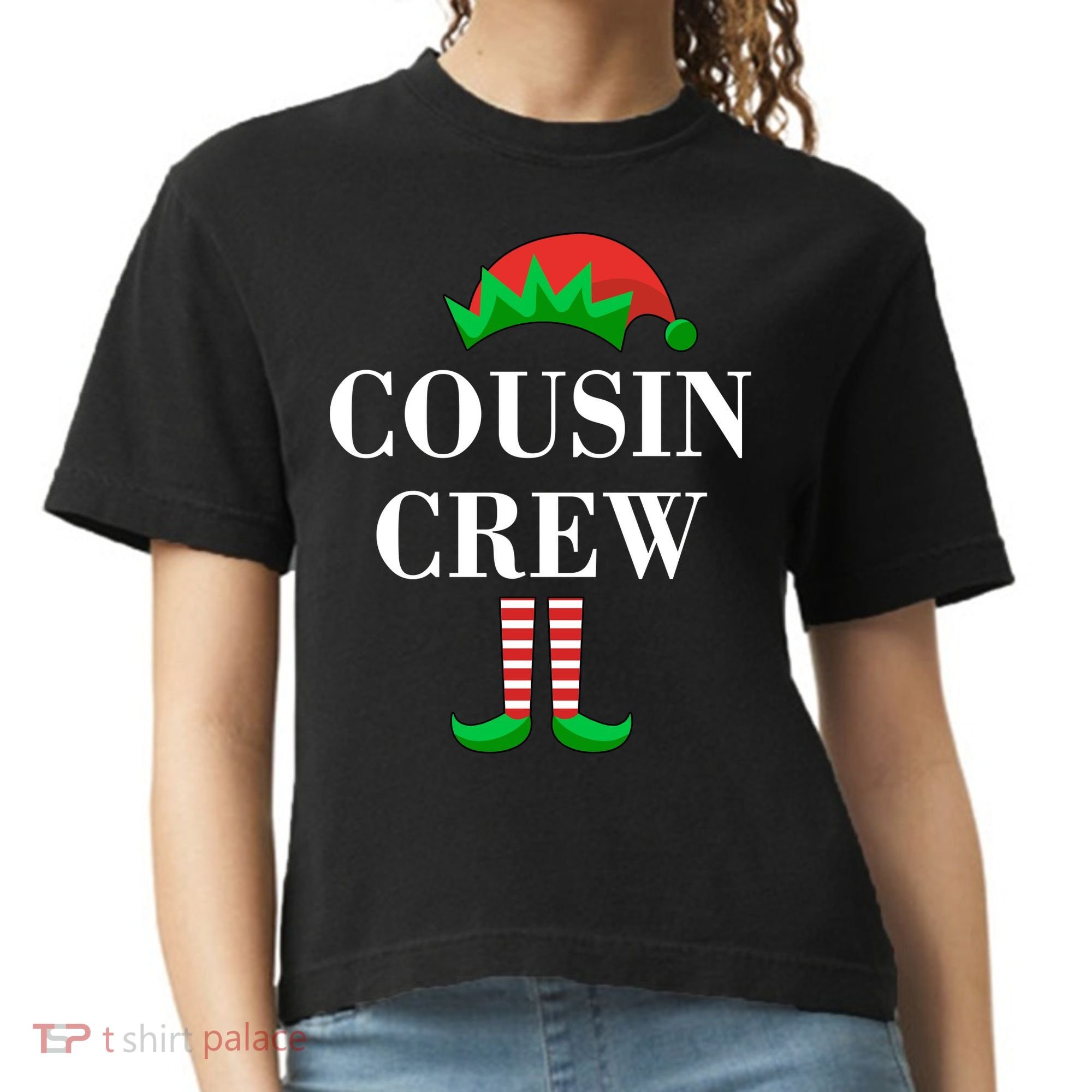 Cousin Crew Elf Family Matching Christmas Comfort Colors Boxy T-Shirt
