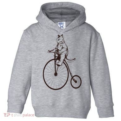 Cat On Vintage Bicycle Funny Gift Toddler Hoodie