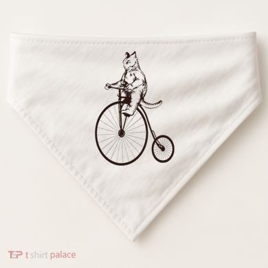Cat On Vintage Bicycle Funny Gift USA-Made Doggie Bandana