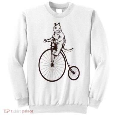 Cat On Vintage Bicycle Funny Gift Sweatshirt