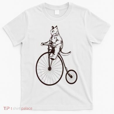 Cat On Vintage Bicycle Funny Gift T-Shirt
