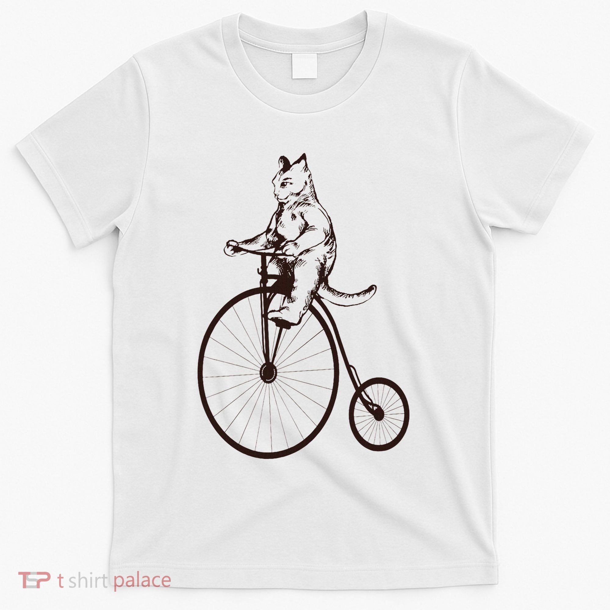 Cat On Vintage Bicycle Funny Gift T-Shirt