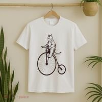 Cat On Vintage Bicycle Funny Gift T-Shirt thumb 2