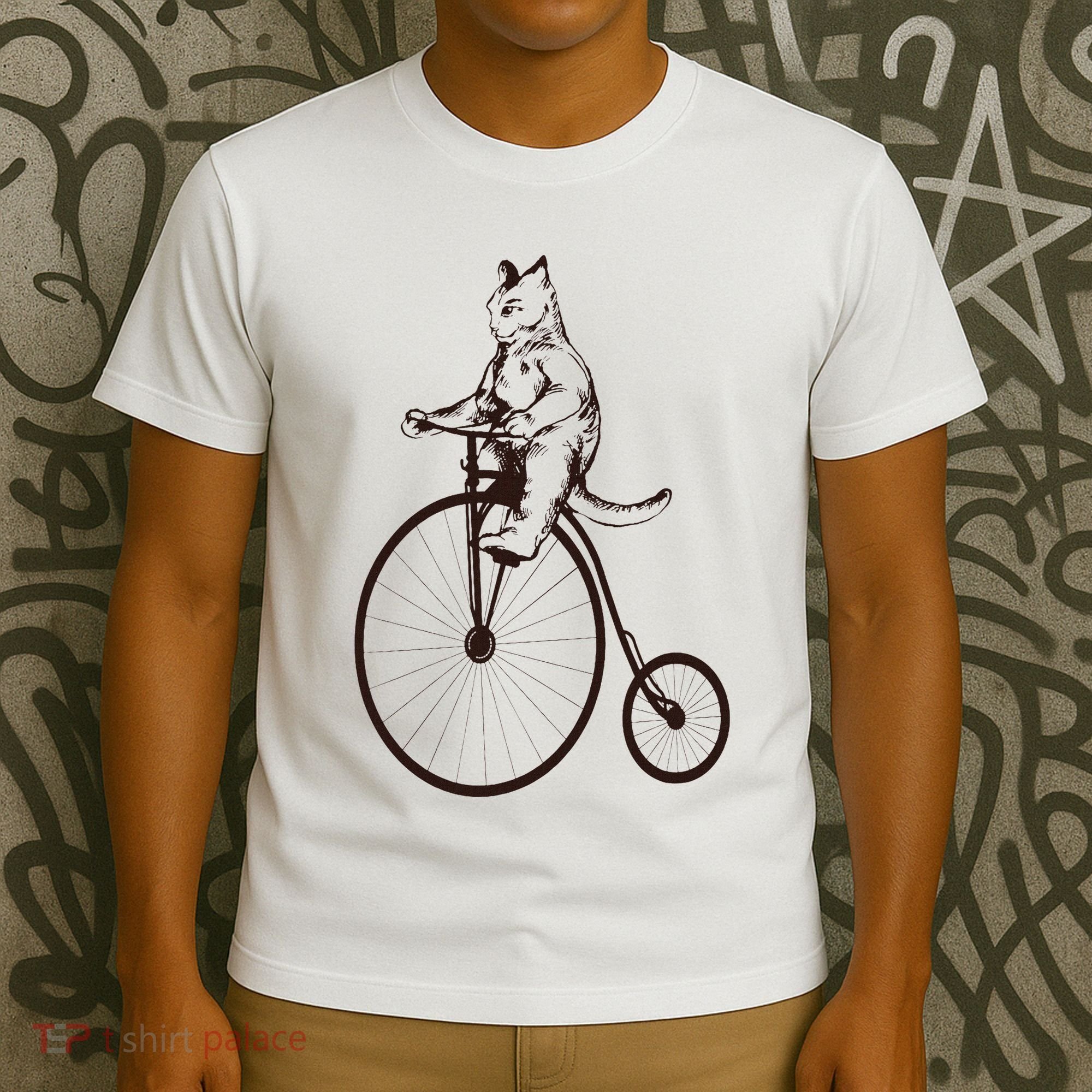 Cat On Vintage Bicycle Funny Gift T-Shirt