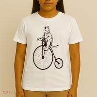 Cat On Vintage Bicycle Funny Gift T-Shirt thumb 4
