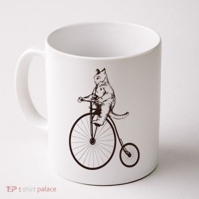 Cat On Vintage Bicycle Funny Gift Coffee Mug