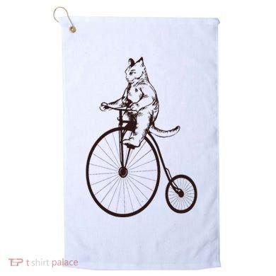 Cat On Vintage Bicycle Funny Gift Golf Towel