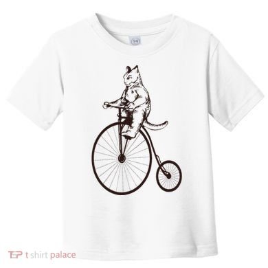 Cat On Vintage Bicycle Funny Gift Toddler T-Shirt