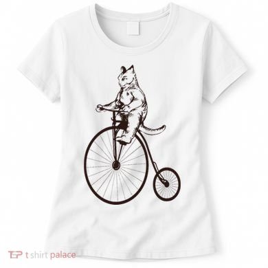 Cat On Vintage Bicycle Funny Gift Women's T-Shirt