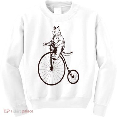 Cat On Vintage Bicycle Funny Gift Kids Sweatshirt