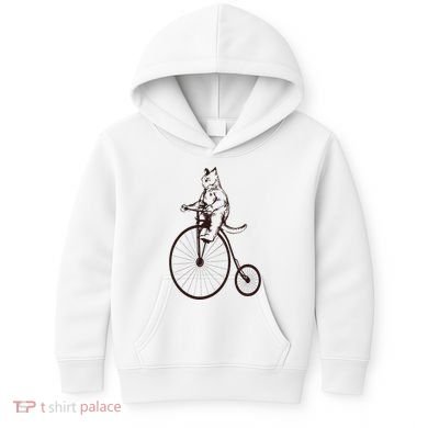 Cat On Vintage Bicycle Funny Gift Kids Hoodie